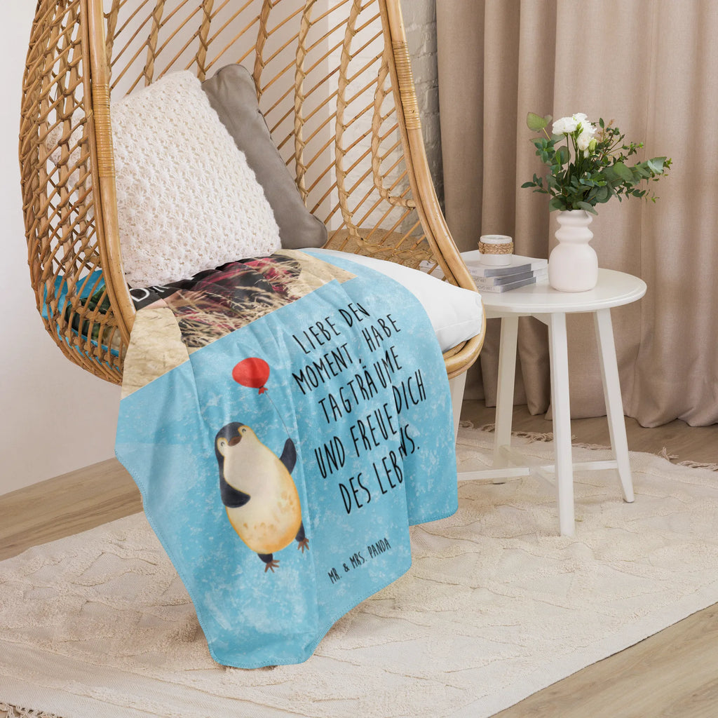 Sherpa Photo Cuddle Blanket Penguin balloon Foto Kuscheldecke, Pinguin, beste Freundin, Geschenkidee, neues Leben, Glück, Tagträume, Neustart, Motivation, Geschenk Freundin, Liebe, Luftballon, Pinguine, Lebenslust