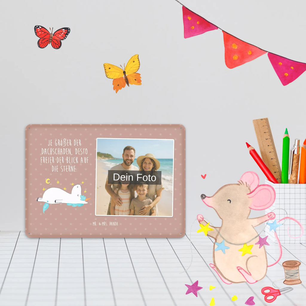 Spersonalizowany metalowy szyld ze zdjęciem Jednorożec gwiaździste niebo Jednorożec, jednorożce, dekoracje jednorożca, jednorożec