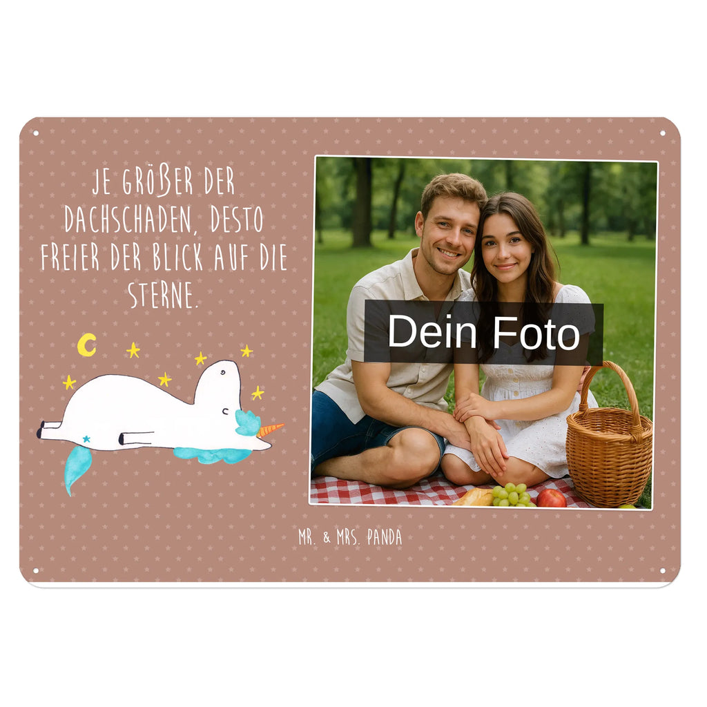 Spersonalizowany metalowy szyld ze zdjęciem Jednorożec gwiaździste niebo Jednorożec, jednorożce, dekoracje jednorożca, jednorożec