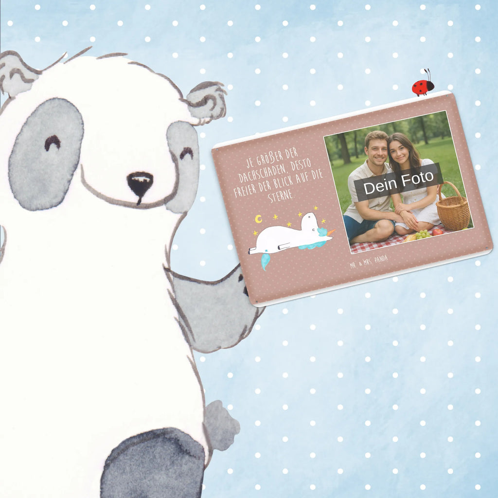 Spersonalizowany metalowy szyld ze zdjęciem Jednorożec gwiaździste niebo Jednorożec, jednorożce, dekoracje jednorożca, jednorożec