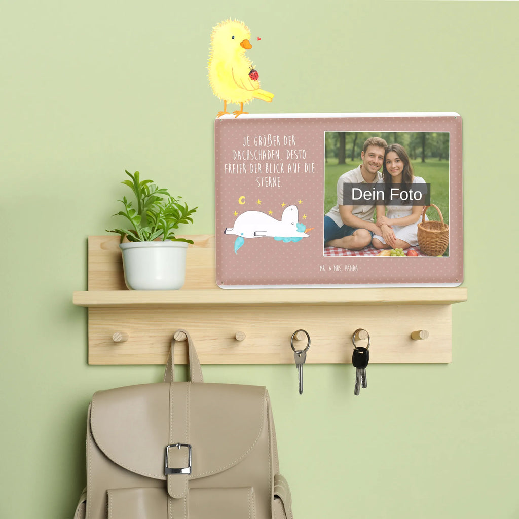 Spersonalizowany metalowy szyld ze zdjęciem Jednorożec gwiaździste niebo Jednorożec, jednorożce, dekoracje jednorożca, jednorożec