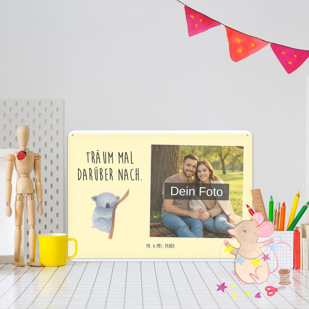 Personalized Photo Metal Sign koala small animals, cute, funny, cute animal motives, hand drawn, small world, funny sayings, good mood, happy, gifts, gift ideas, special gifts, animal lover, card, dream, bear, Koala, koala bear, sleeping, bedroom, dreamland