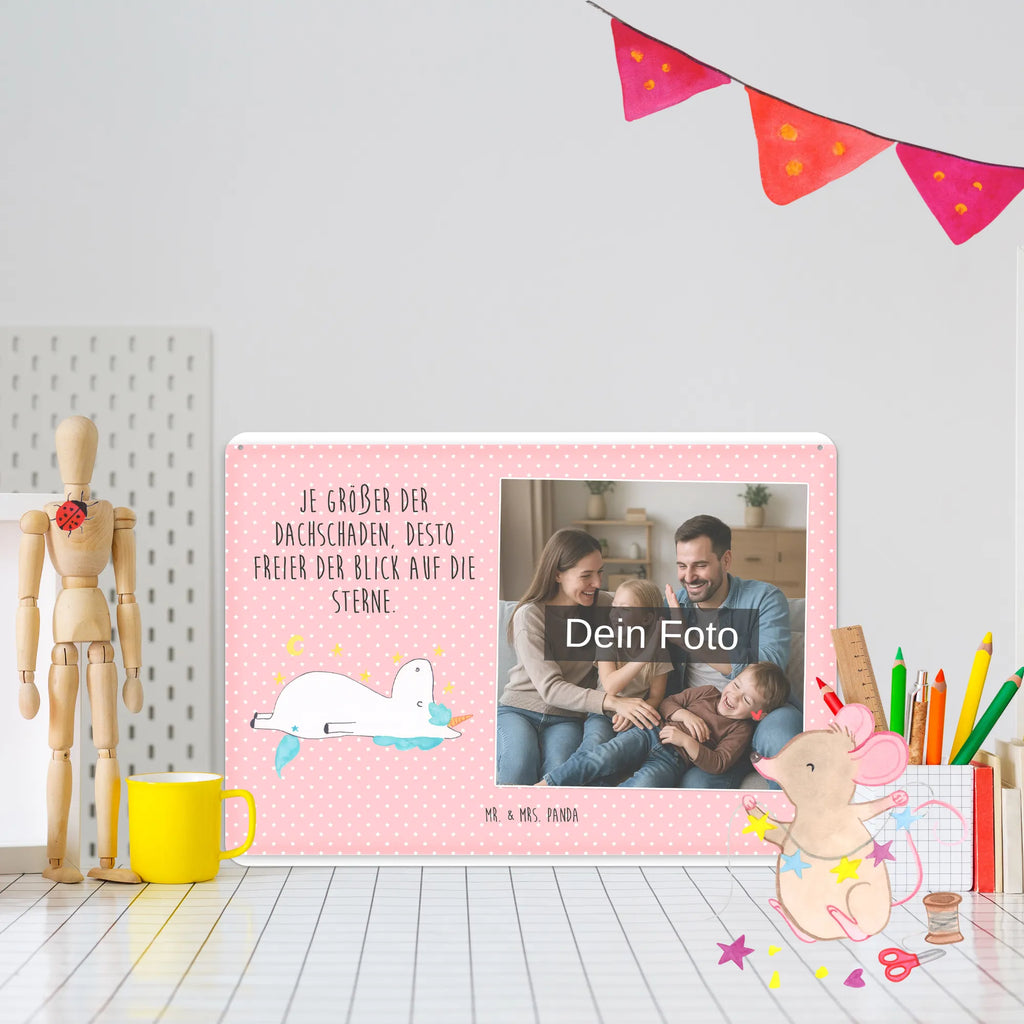 Spersonalizowany metalowy szyld ze zdjęciem Jednorożec gwiaździste niebo Jednorożec, jednorożce, dekoracje jednorożca, jednorożec