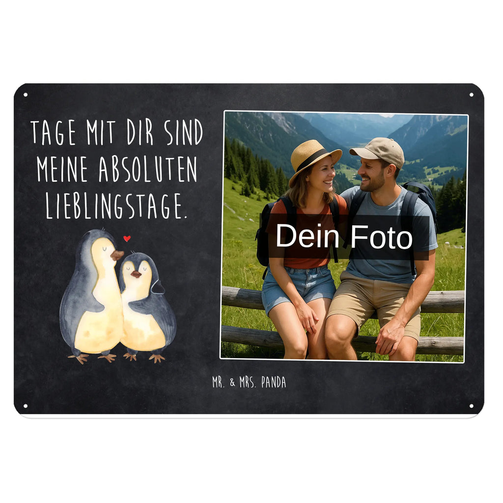 Spersonalizowany metalowy szyld ze zdjęciem Pingwin przytulać Pinguin