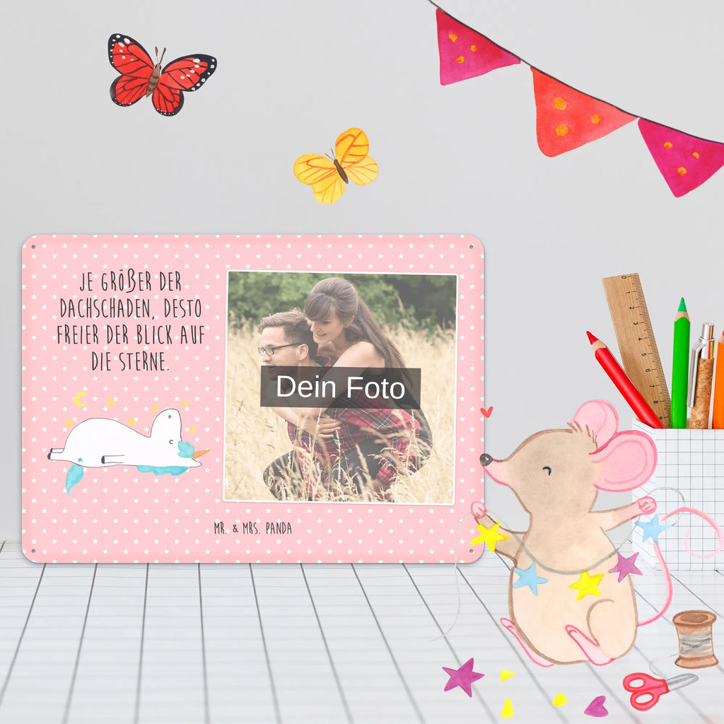 Spersonalizowany metalowy szyld ze zdjęciem Jednorożec gwiaździste niebo Jednorożec, jednorożce, dekoracje jednorożca, jednorożec