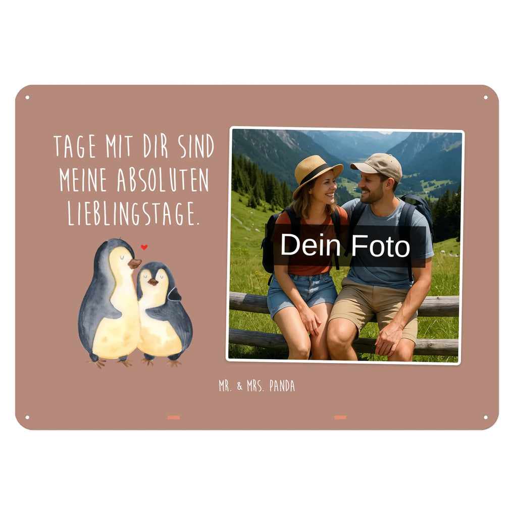 Spersonalizowany metalowy szyld ze zdjęciem Pingwin przytulać Pinguin