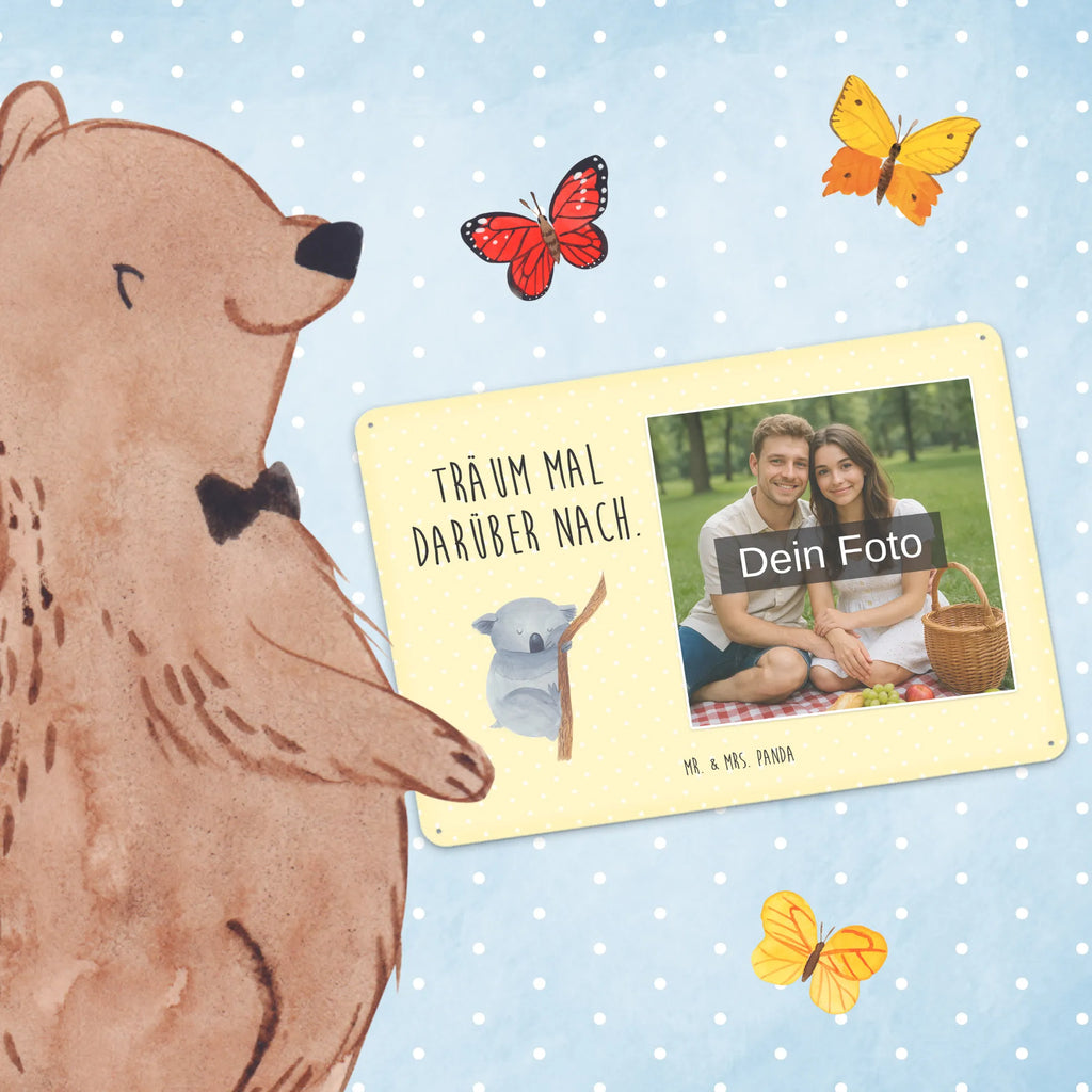 Personalized Photo Metal Sign koala small animals, cute, funny, cute animal motives, hand drawn, small world, funny sayings, good mood, happy, gifts, gift ideas, special gifts, animal lover, card, dream, bear, Koala, koala bear, sleeping, bedroom, dreamland