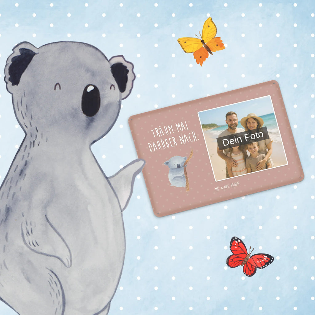 Personalized Photo Metal Sign koala small animals, cute, funny, cute animal motives, hand drawn, small world, funny sayings, good mood, happy, gifts, gift ideas, special gifts, animal lover, card, dream, bear, Koala, koala bear, sleeping, bedroom, dreamland