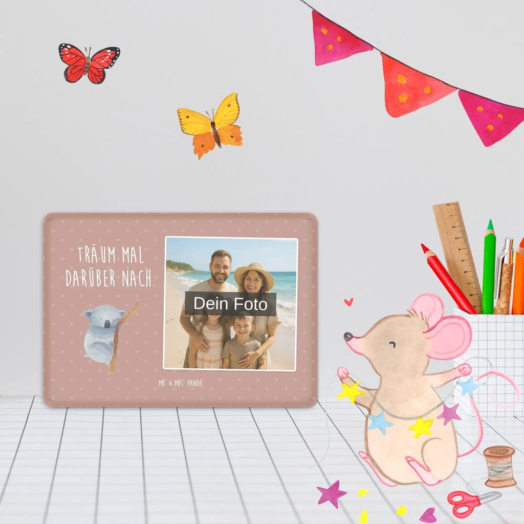 Personalized Photo Metal Sign koala small animals, cute, funny, cute animal motives, hand drawn, small world, funny sayings, good mood, happy, gifts, gift ideas, special gifts, animal lover, card, dream, bear, Koala, koala bear, sleeping, bedroom, dreamland