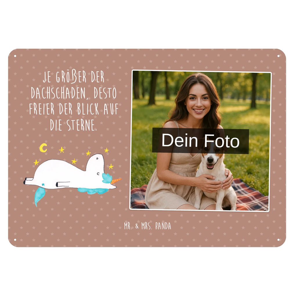 Spersonalizowany metalowy szyld ze zdjęciem Jednorożec gwiaździste niebo Jednorożec, jednorożce, dekoracje jednorożca, jednorożec