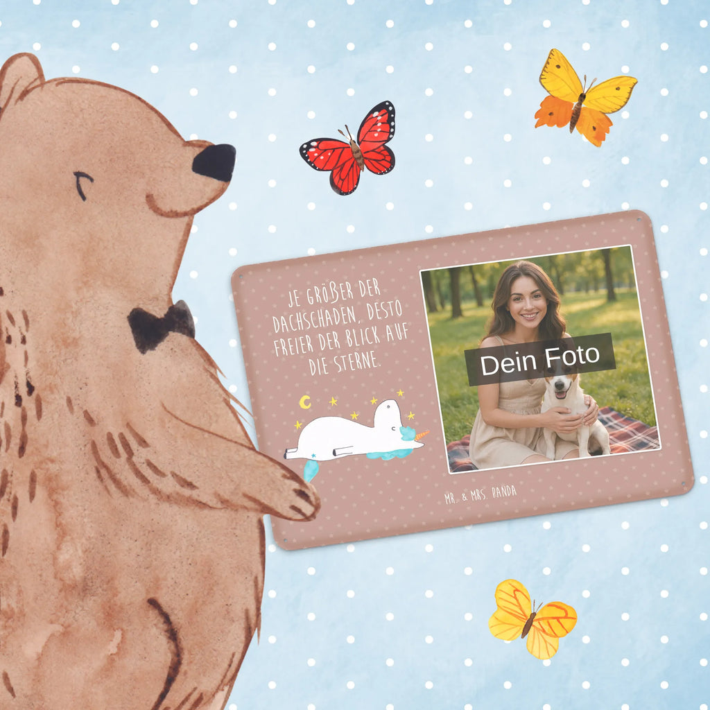 Spersonalizowany metalowy szyld ze zdjęciem Jednorożec gwiaździste niebo Jednorożec, jednorożce, dekoracje jednorożca, jednorożec