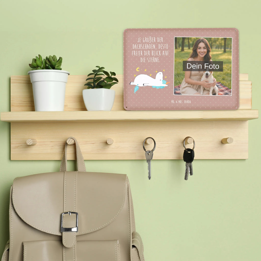 Spersonalizowany metalowy szyld ze zdjęciem Jednorożec gwiaździste niebo Jednorożec, jednorożce, dekoracje jednorożca, jednorożec