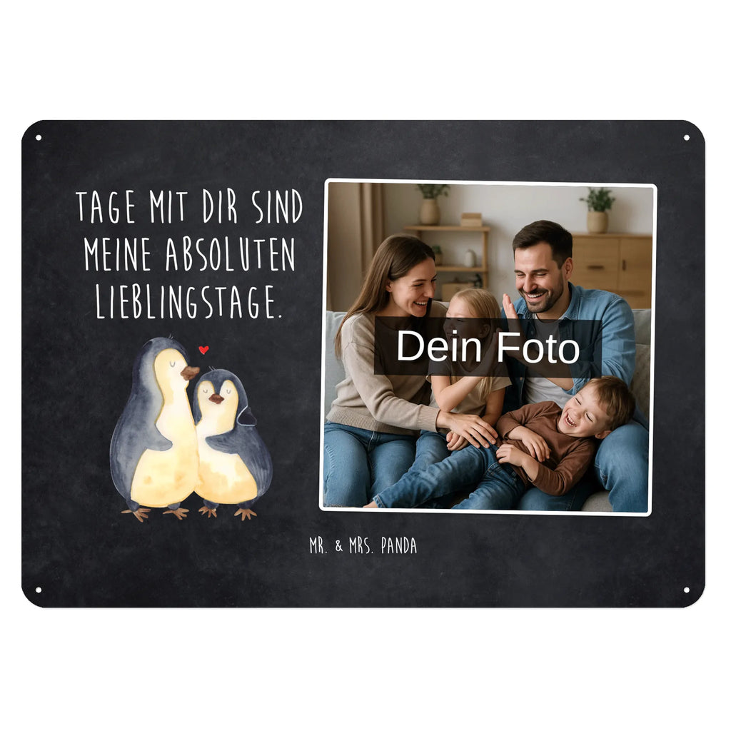 Spersonalizowany metalowy szyld ze zdjęciem Pingwin przytulać Pinguin