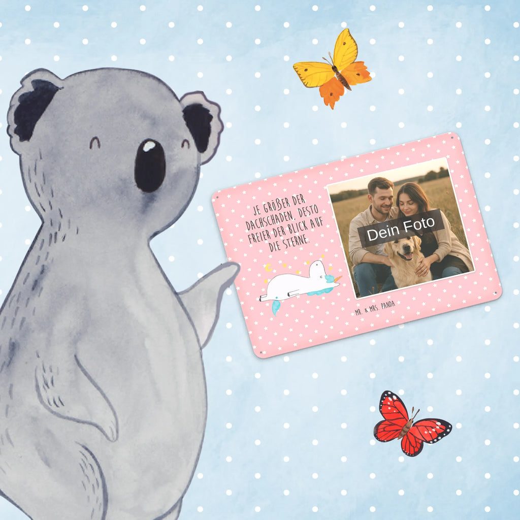 Spersonalizowany metalowy szyld ze zdjęciem Jednorożec gwiaździste niebo Jednorożec, jednorożce, dekoracje jednorożca, jednorożec