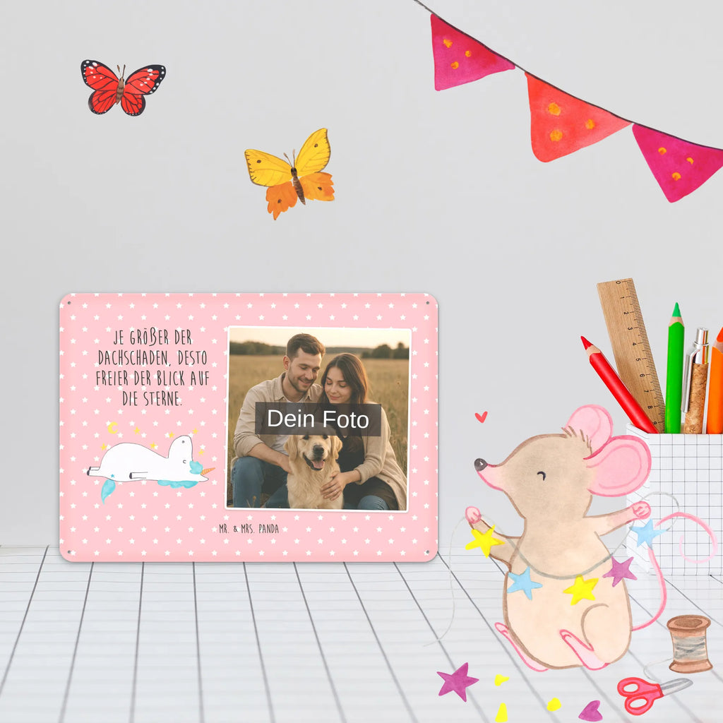 Spersonalizowany metalowy szyld ze zdjęciem Jednorożec gwiaździste niebo Jednorożec, jednorożce, dekoracje jednorożca, jednorożec