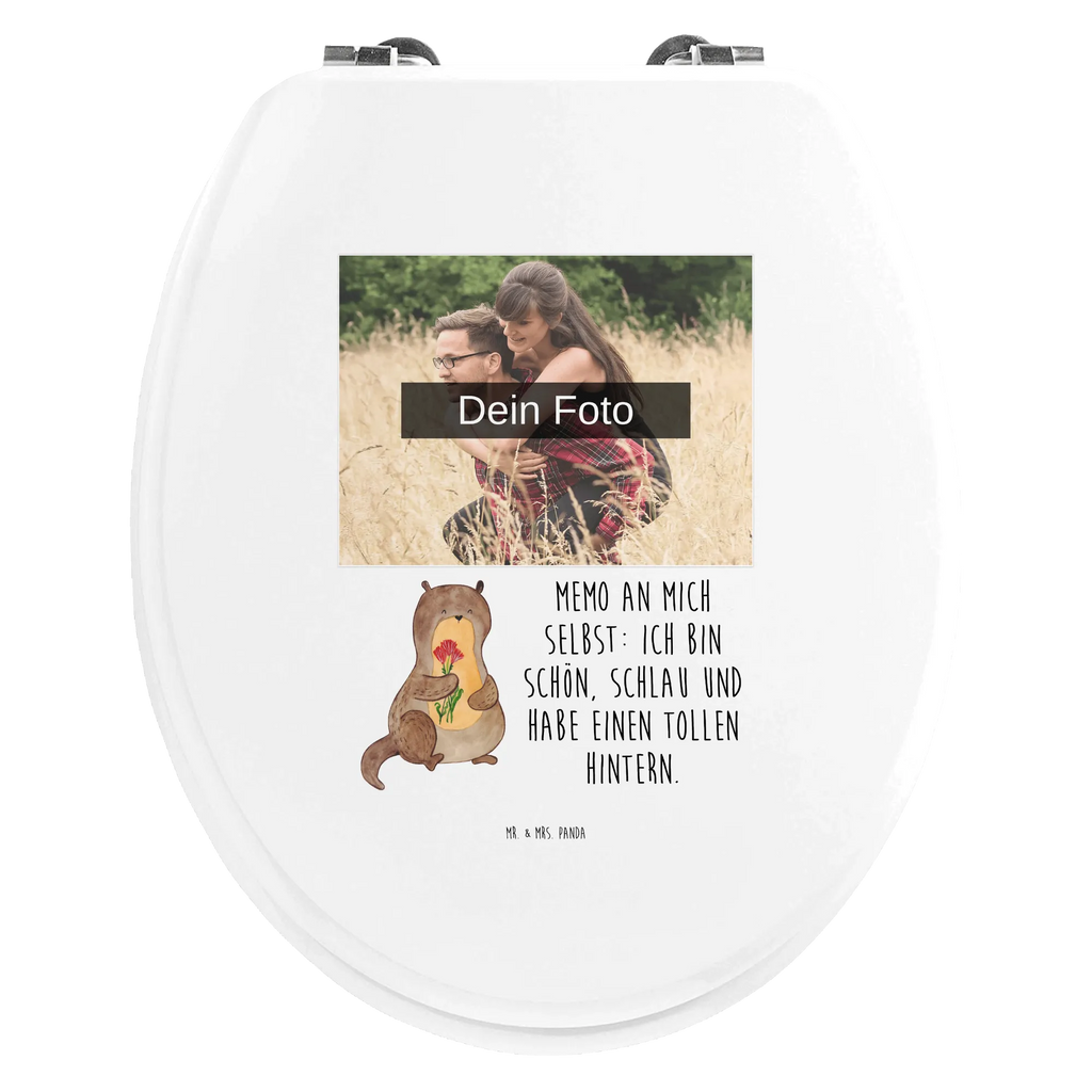 Personalisierter Foto WC Sitz Motiv Otter Blumenstrauß Toilettendeckel mit Namen, Personalisierter WC-Sitz, WC Sitz mit Namen, Personalisierter Toilettendeckel mit Foto, Personalisierte Klobrille, Personalisierter Klodeckel, Otter, Fischotter, Seeotter, Otter Seeotter See Otter