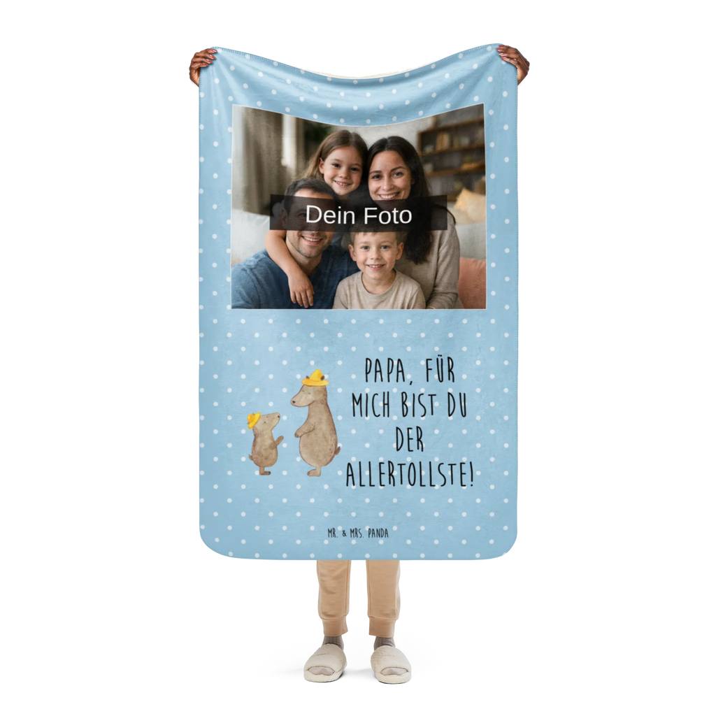 Sherpa Photo Cuddle Blanket Bears with hats Foto Kuscheldecke, Familie, Vatertag, Muttertag, Bruder, Schwester, Mama, Papa, Oma, Opa, Kinder, Sohn, Bär, Papi, Paps, Vater, Vater-Sohn, Söhne, Bären, Lieblingsmensch, Dad, Kind, Daddy, Family, Vorbild