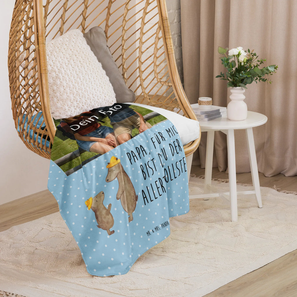 Sherpa Photo Cuddle Blanket Bears with hats Foto Kuscheldecke, Familie, Vatertag, Muttertag, Bruder, Schwester, Mama, Papa, Oma, Opa, Kinder, Sohn, Bär, Papi, Paps, Vater, Vater-Sohn, Söhne, Bären, Lieblingsmensch, Dad, Kind, Daddy, Family, Vorbild