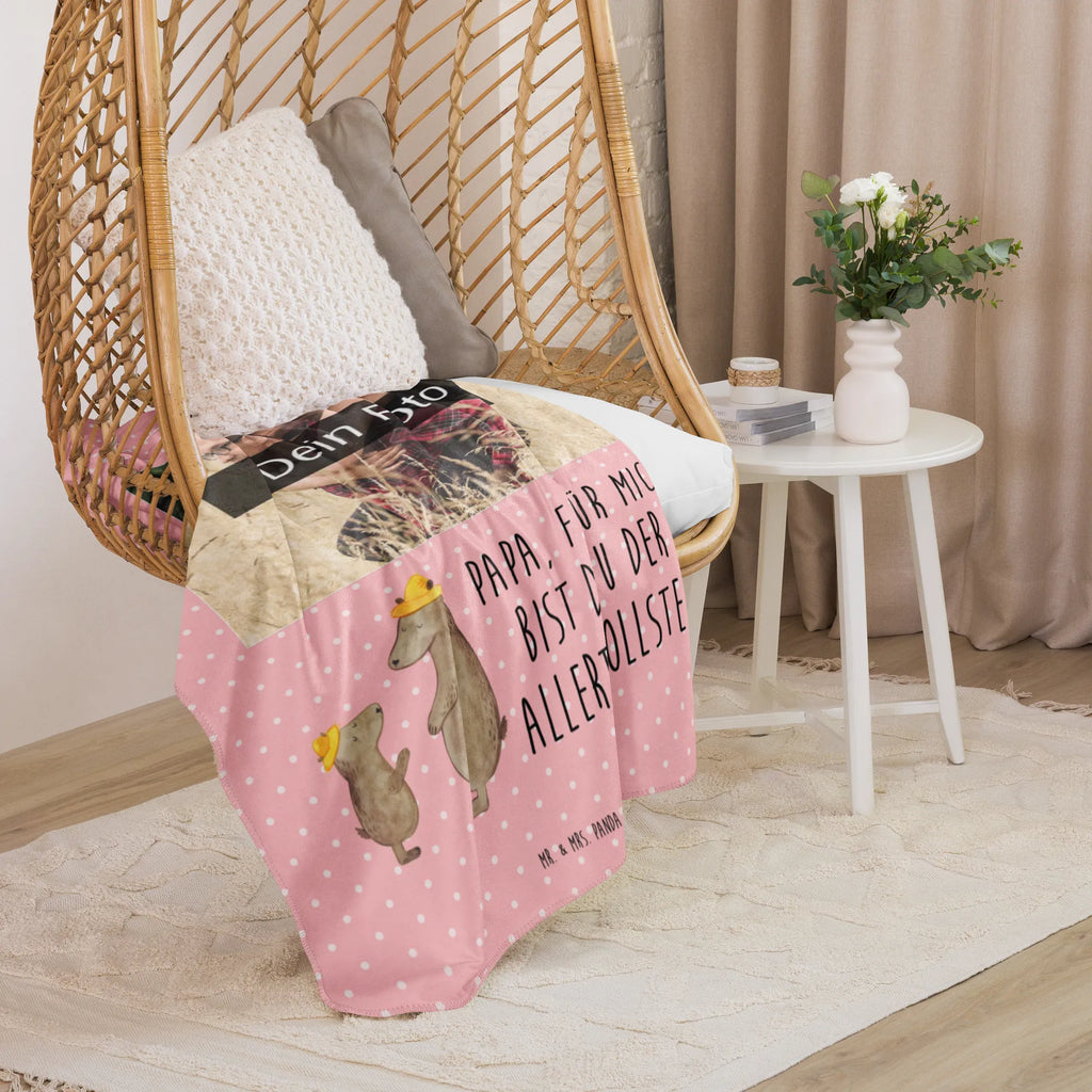 Sherpa Photo Cuddle Blanket Bears with hats Foto Kuscheldecke, Familie, Vatertag, Muttertag, Bruder, Schwester, Mama, Papa, Oma, Opa, Kinder, Sohn, Bär, Papi, Paps, Vater, Vater-Sohn, Söhne, Bären, Lieblingsmensch, Dad, Kind, Daddy, Family, Vorbild