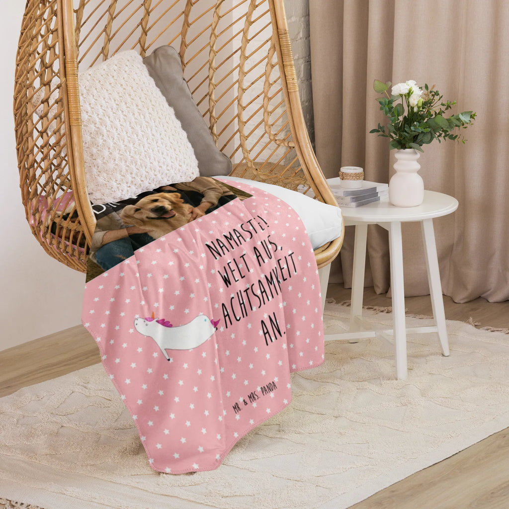 Sherpa Photo Cuddle Blanket unicorn yoga Foto Kuscheldecke, Einhorn, Einhörner, Einhorn Deko, Unicorn, süß, Sport, lustig, Achtsamkeit, Yogamatte, Joga, Yoga, Entspannung, Namaste, witzig