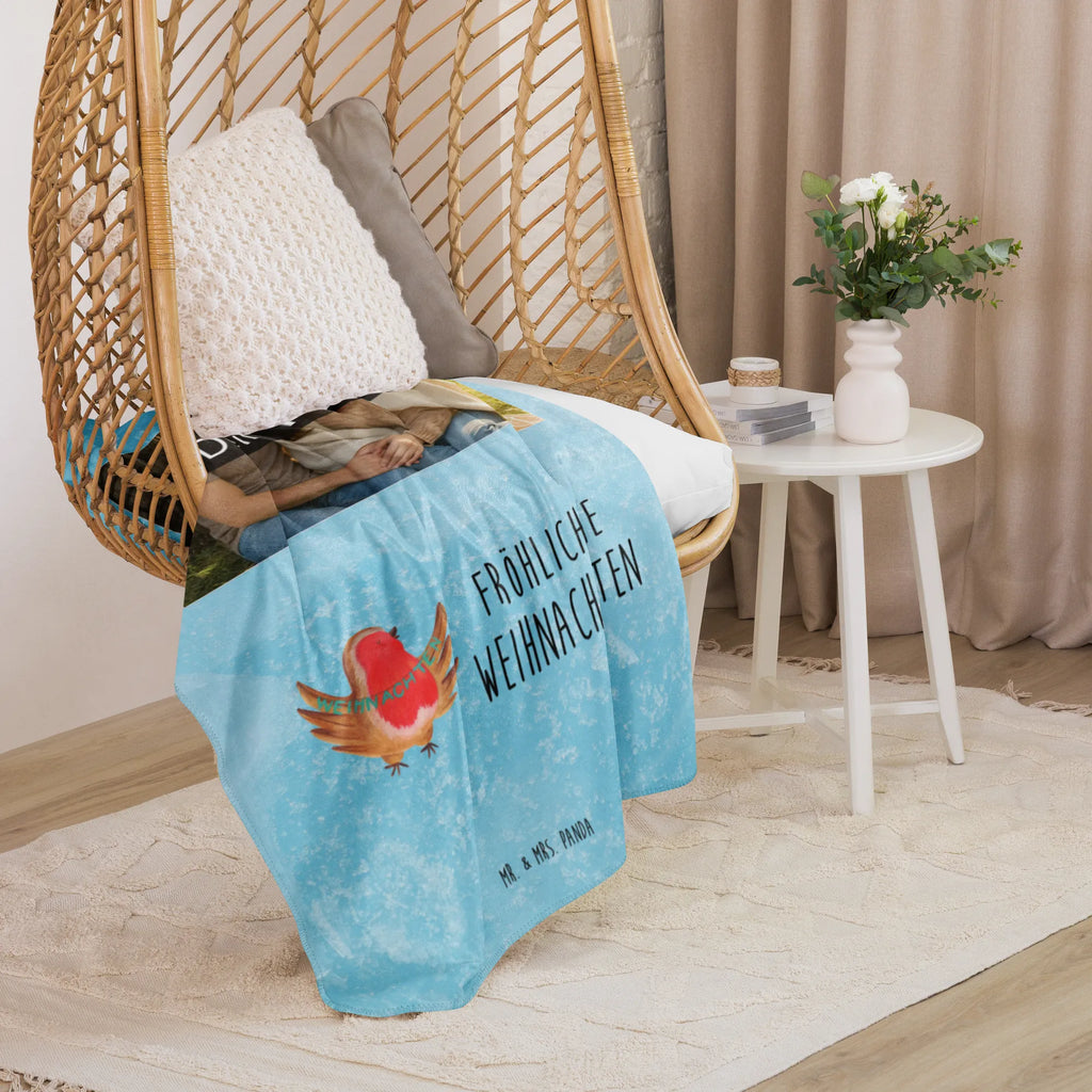 Sherpa Photo Cuddle Blanket robin Christmas Foto Kuscheldecke, Winter, Weihnachten, Weihnachtsdeko, Nikolaus, Advent, Heiligabend, Wintermotiv, xmas, Frohe Weihnachten, Weihnachtsgruß, Weihnachtsmotiv, Vogel