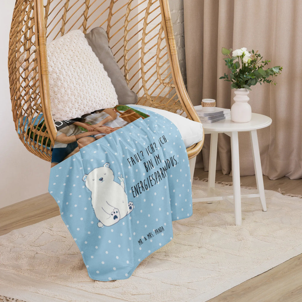Sherpa Photo Cuddle Blanket Icebear Lazy Foto Kuscheldecke, Bär, Teddy, Teddybär, Relaxen, Büro, Faul, Eisbär, Arbeitsplatz, Homeoffice, Arbeit, Bürojob, Nordpol, Entspannen
