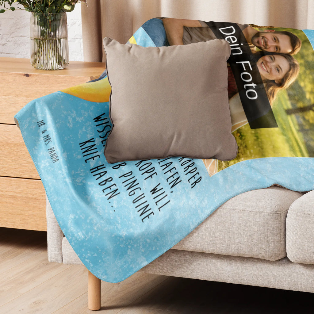 Sherpa Photo Cuddle Blanket Penguin moon Foto Kuscheldecke, Pinguin, Schlafstörungen, schlafen, Schlafzimmer, Einschlafen, Spruch, Gästezimmer, Nachtruhe, Pinguine