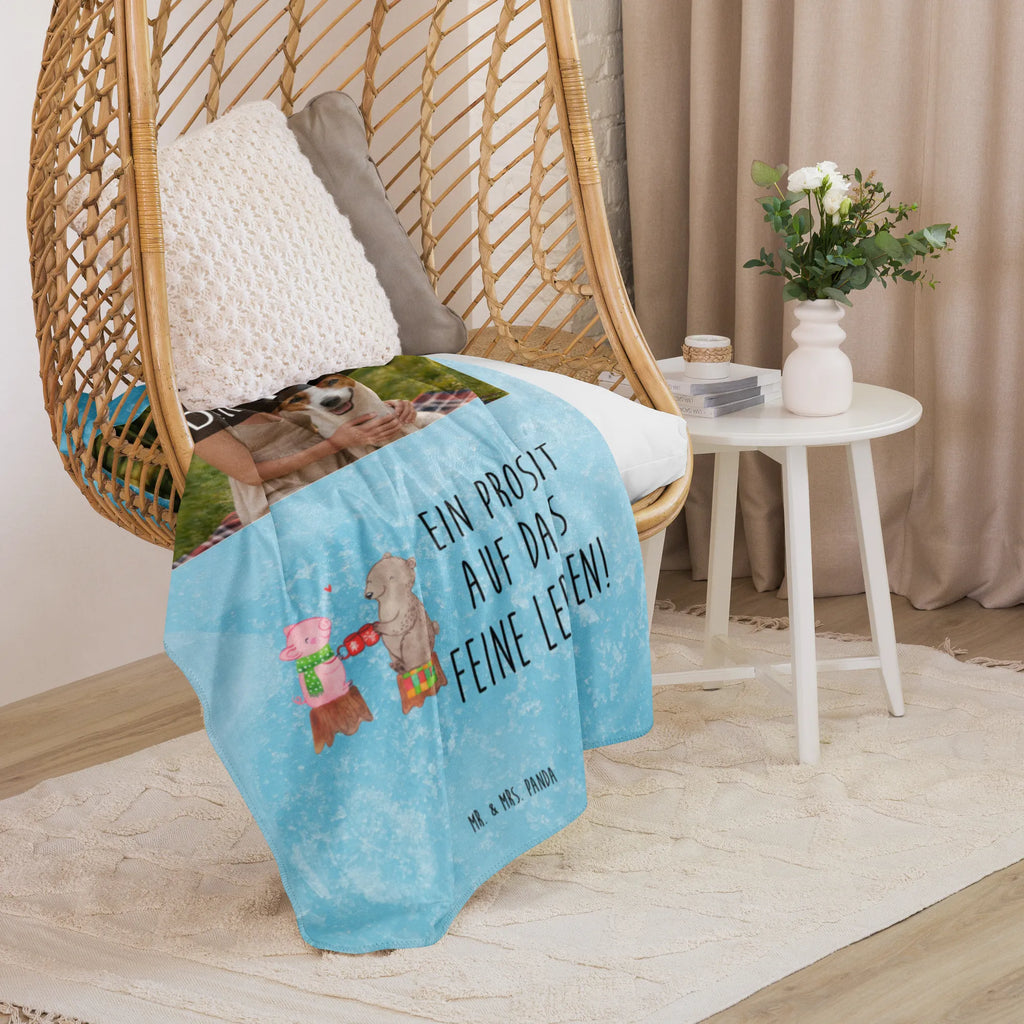 Sherpa Photo Cuddle Blanket Glowing Pig Bash Winter, Christmas, Christmas time, snow