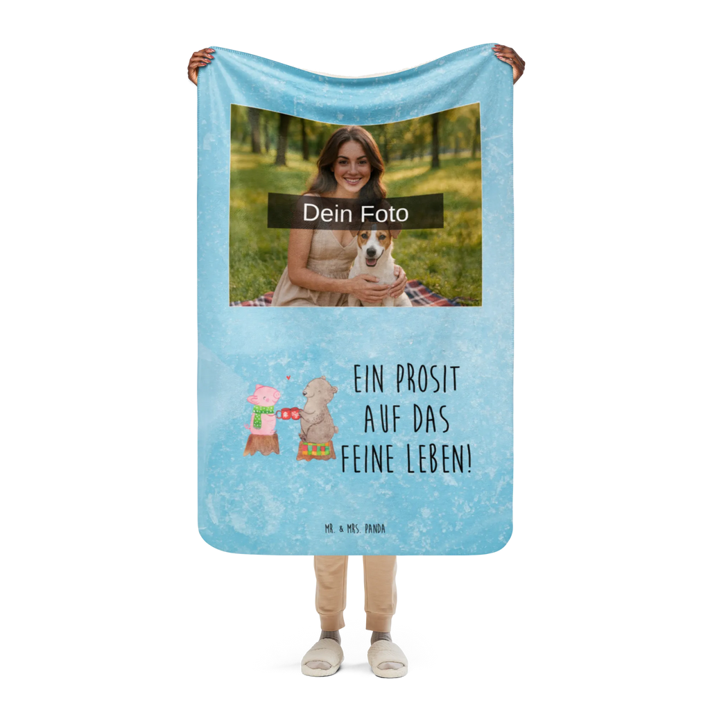 Sherpa Photo Cuddle Blanket Glowing Pig Bash Winter, Christmas, Christmas time, snow