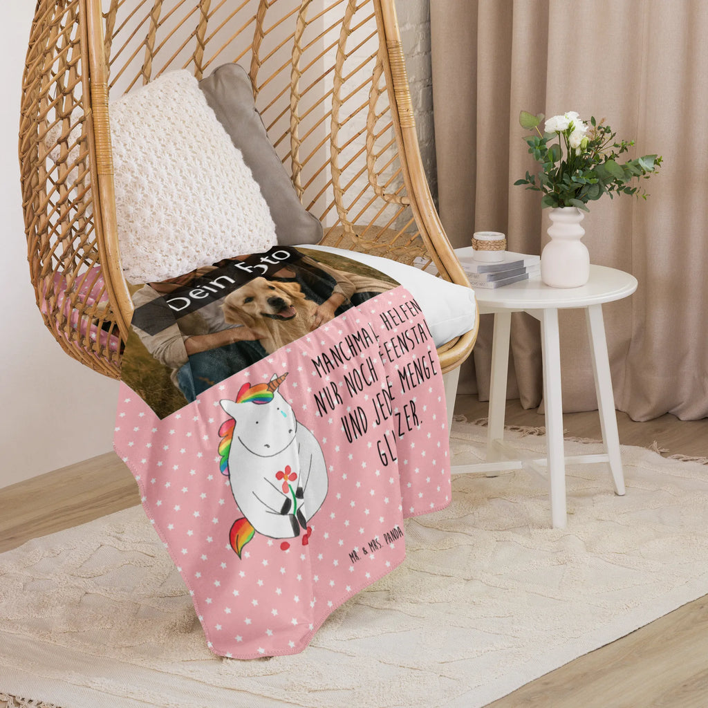 Sherpa Photo Cuddle Blanket unicorn Sad unicorn, unicorns, love, flower, greeting card, glitter, Friendship, Unicorn, consoling, friends, grief