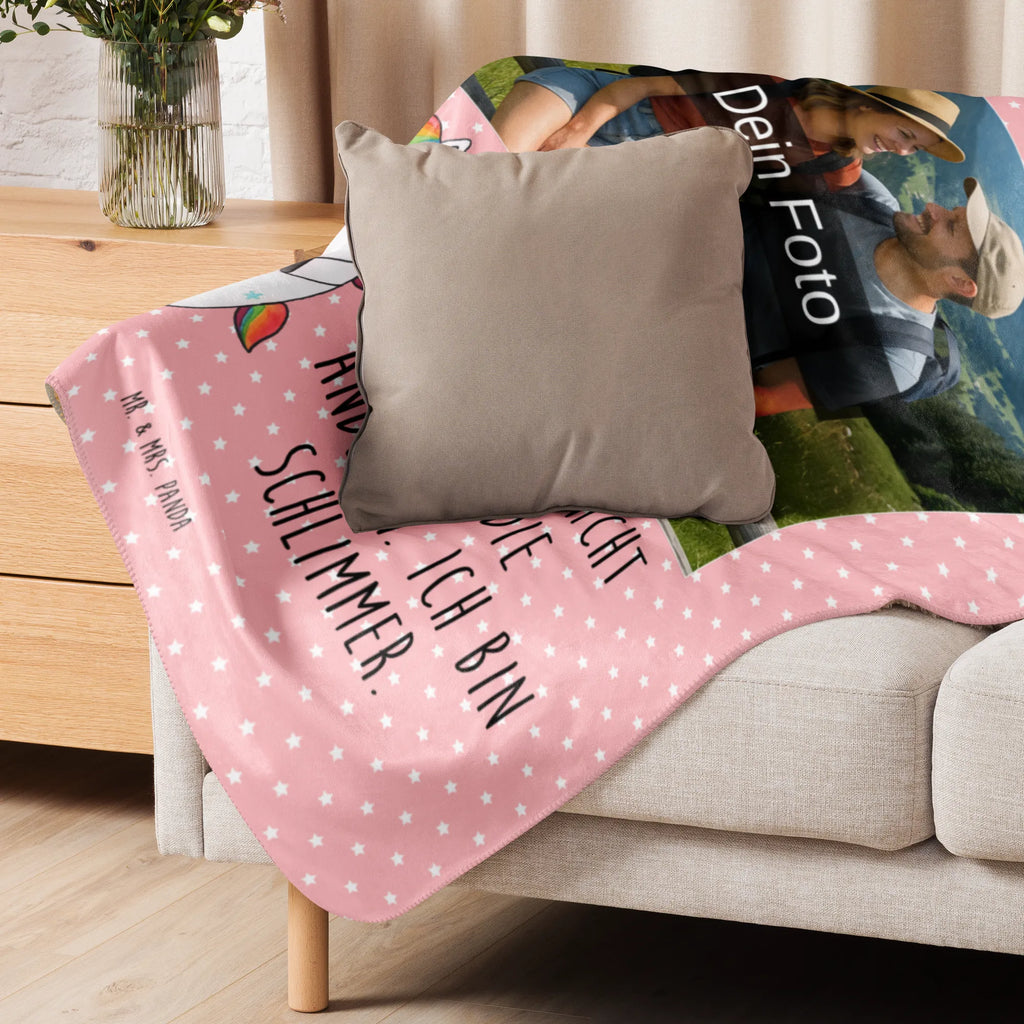 Sherpa Fotokoc Jednorożec serce Foto Kuscheldecke, Einhorn, Einhörner, Einhorn Deko, Unicorn, böse, lustig, Herz, Freundin, anders, bunt, schlimm, witzig