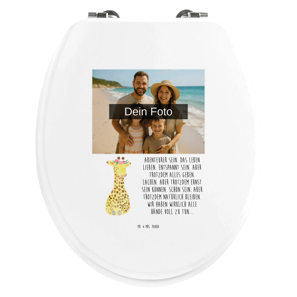 Personalisierter Foto WC Sitz Motiv Giraffe Blumenkranz WC Sitz mit Namen, Personalisierte Klobrille, Personalisierter Klodeckel, Personalisierter Toilettendeckel mit Foto, Personalisierter WC-Sitz, Toilettendeckel mit Namen, Afrika, Wildtiere, Giraffe, Abenteurer, Blumenkranz, Selbstliebe, Freundin