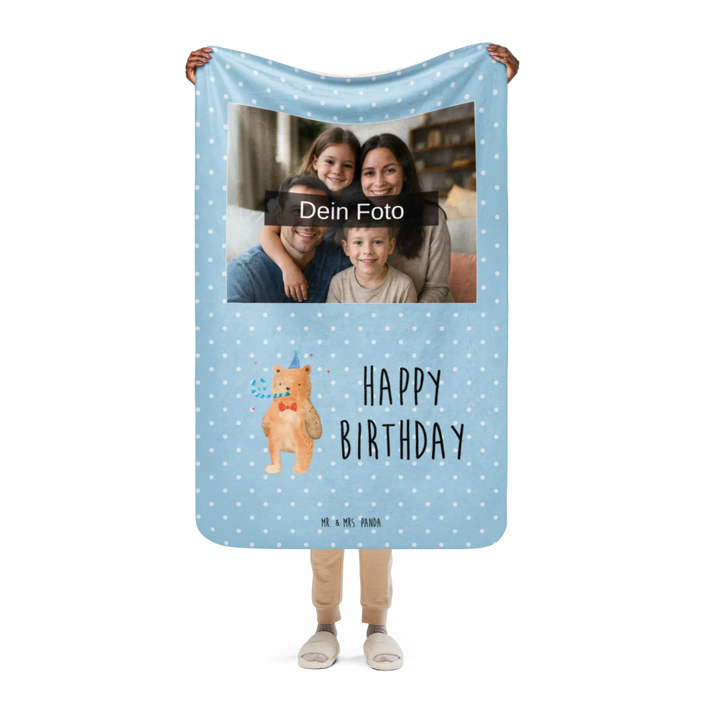 Sherpa Photo Cuddle Blanket bear Birthday Foto Kuscheldecke, Bär, Teddy, Teddybär, Glückwunsch, Happy Birthday, Geburtstag, Alles Gute