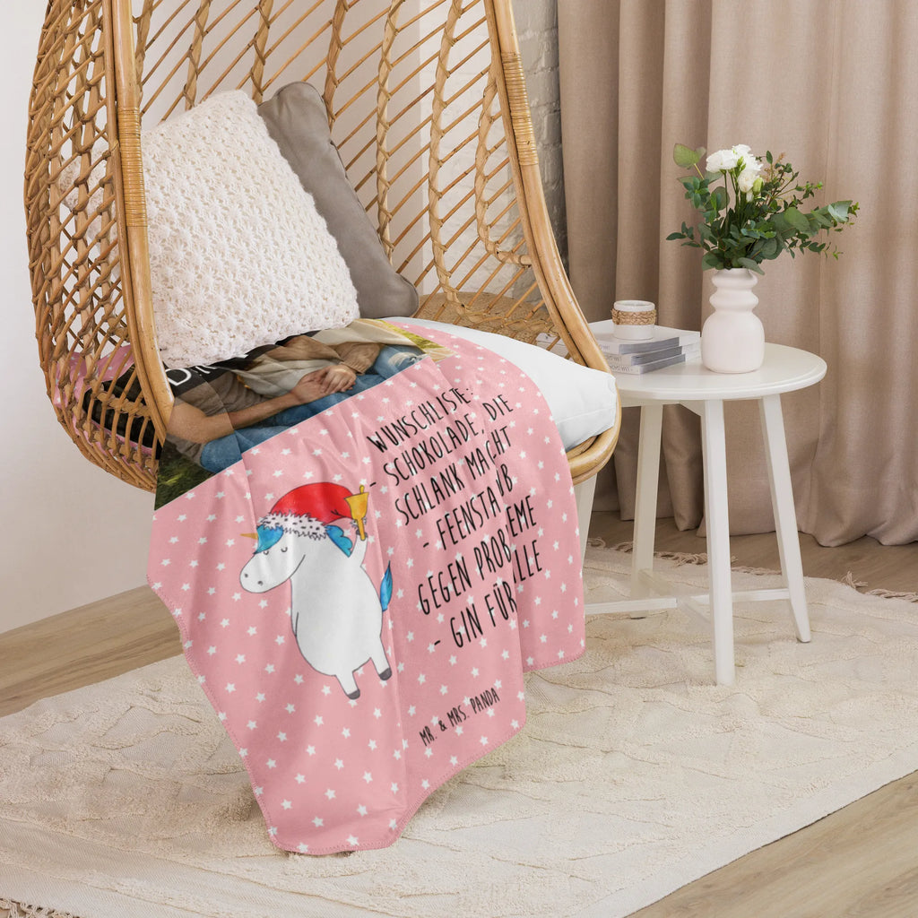 Sherpa Photo Cuddle Blanket unicorn Santa Claus Foto Kuscheldecke, Einhorn, Einhörner, Einhorn Deko, Unicorn, Schoki, Nikolaus, Wunschzettel, Gin, Weihnachten, Weihnachtsmann, Wunschliste, Feenstaub, Schokolade