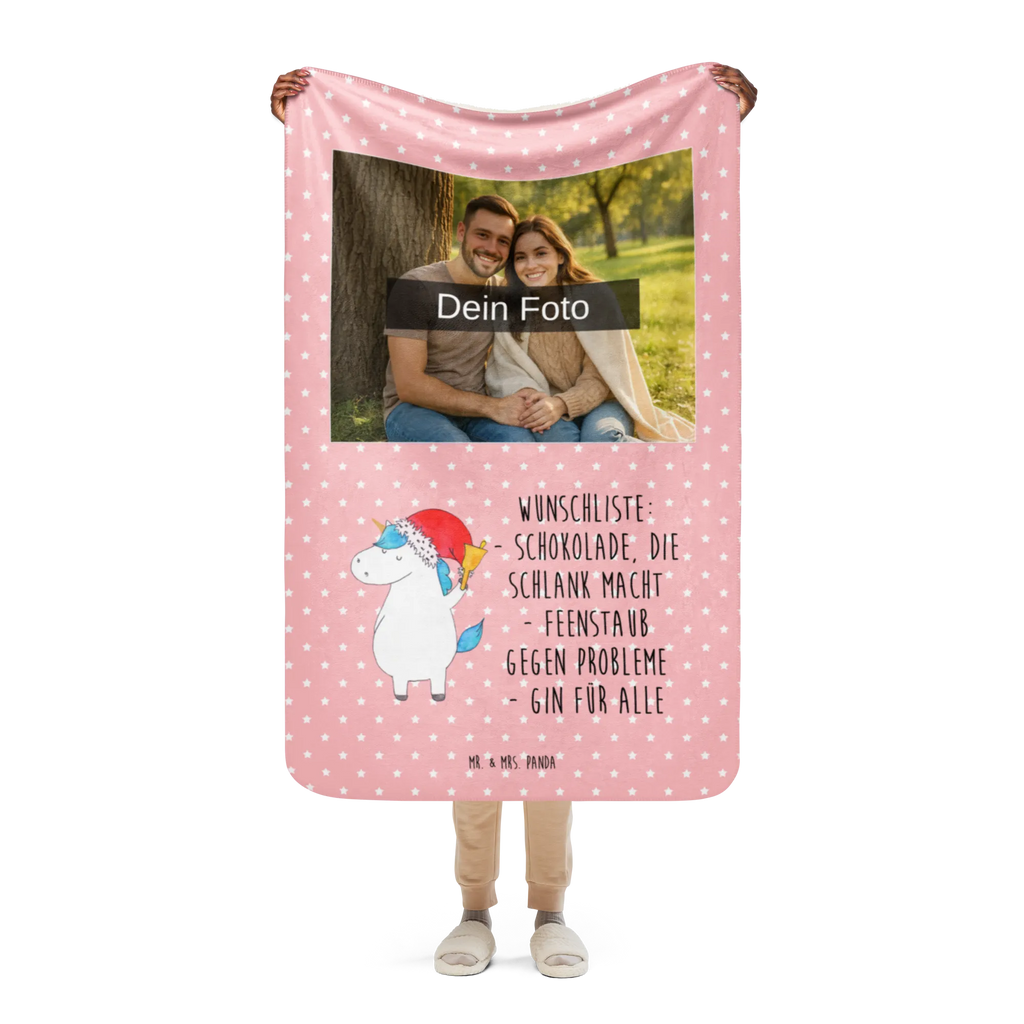 Sherpa Photo Cuddle Blanket unicorn Santa Claus Foto Kuscheldecke, Einhorn, Einhörner, Einhorn Deko, Unicorn, Schoki, Nikolaus, Wunschzettel, Gin, Weihnachten, Weihnachtsmann, Wunschliste, Feenstaub, Schokolade