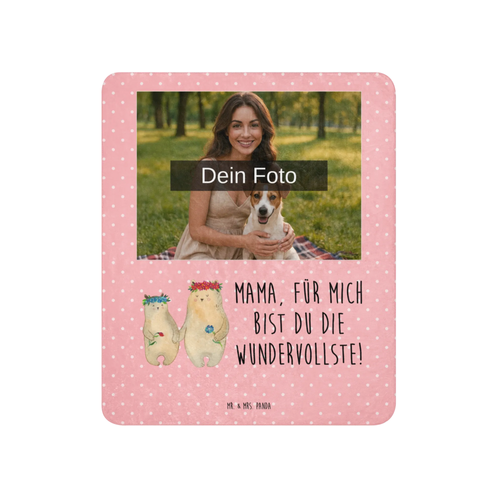 Sherpa Photo Cuddle Blanket Bears with flower crown Foto Kuscheldecke, Familie, Vatertag, Muttertag, Bruder, Schwester, Mama, Papa, Oma, Opa, Bären, Tochter, Vorbild, Kind, Kinder, weltbeste Mama, Mami, Bär, Geschenk Mama. Muttertag, Lieblingsmama, Mutter, Lieblingsmensch, Family, Mutti, beste Mutter, Töchter