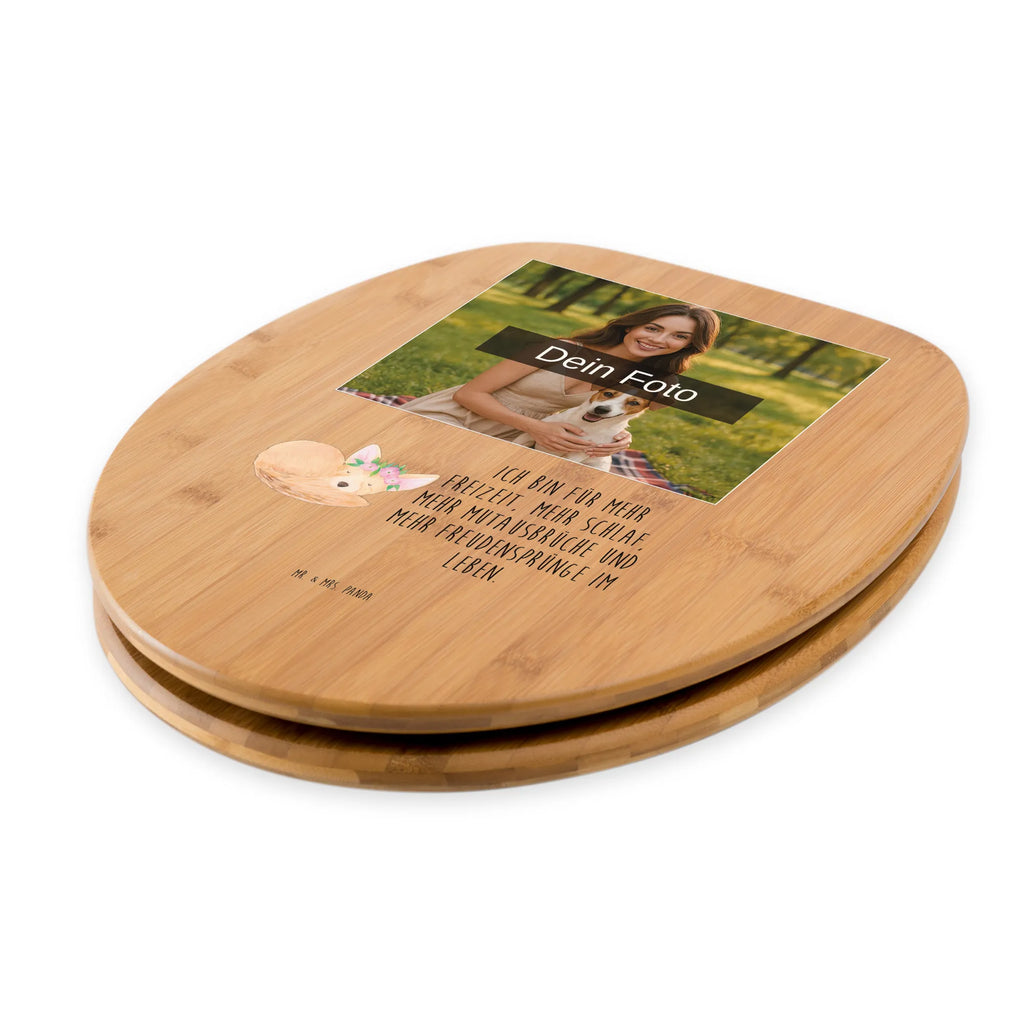 Personalisierter Foto WC Sitz Motiv Wüstenfuchs Blumen Toilettendeckel mit Namen, Personalisierte Klobrille, Personalisierter Toilettendeckel mit Foto, WC Sitz mit Namen, Personalisierter WC-Sitz, Personalisierter Klodeckel, Afrika, Wildtiere, Blumenkranz, Wüstenfuchs, Blumen, Glücklich, Wüste