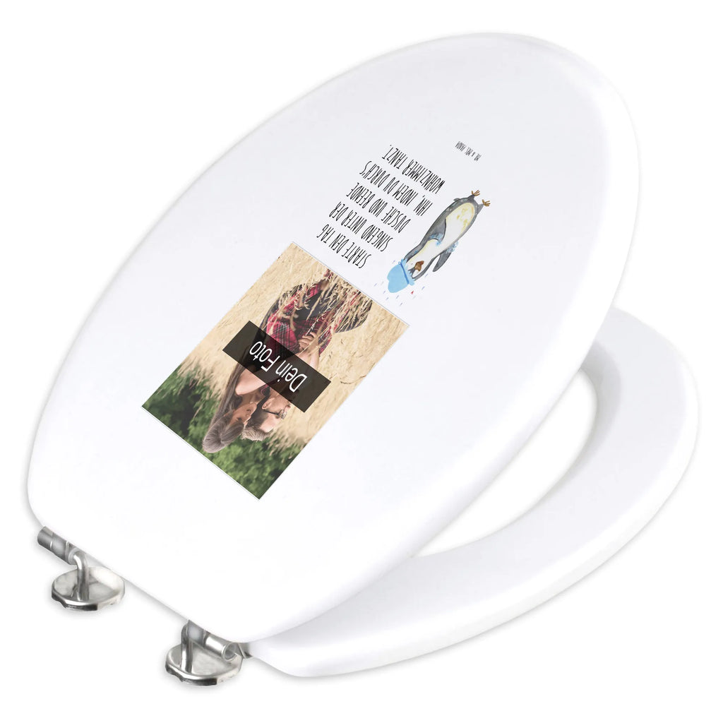 Personalisierter Foto WC Sitz Motiv Pinguin Duschen WC Sitz mit Namen, Personalisierte Klobrille, Personalisierter WC-Sitz, Personalisierter Klodeckel, Toilettendeckel mit Namen, Personalisierter Toilettendeckel mit Foto, Pinguin, Pinguine, Dusche, Lebensmotto, Motivation, Neuanfang, glücklich sein, Neustart, duschen