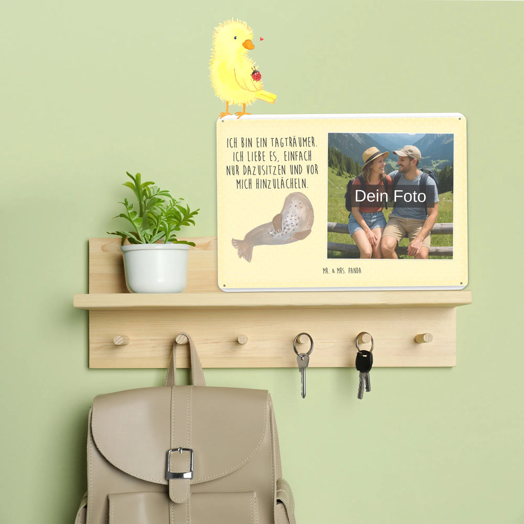 Personalized Photo Metal Sign seal Laugh small animals, cute, funny, cute animal motives, hand drawn, small world, funny sayings, good mood, happy, gifts, gift ideas, special gifts, animal lover, card, Beach, Baltic Sea, Sea animal, Seal, Seals, North Sea