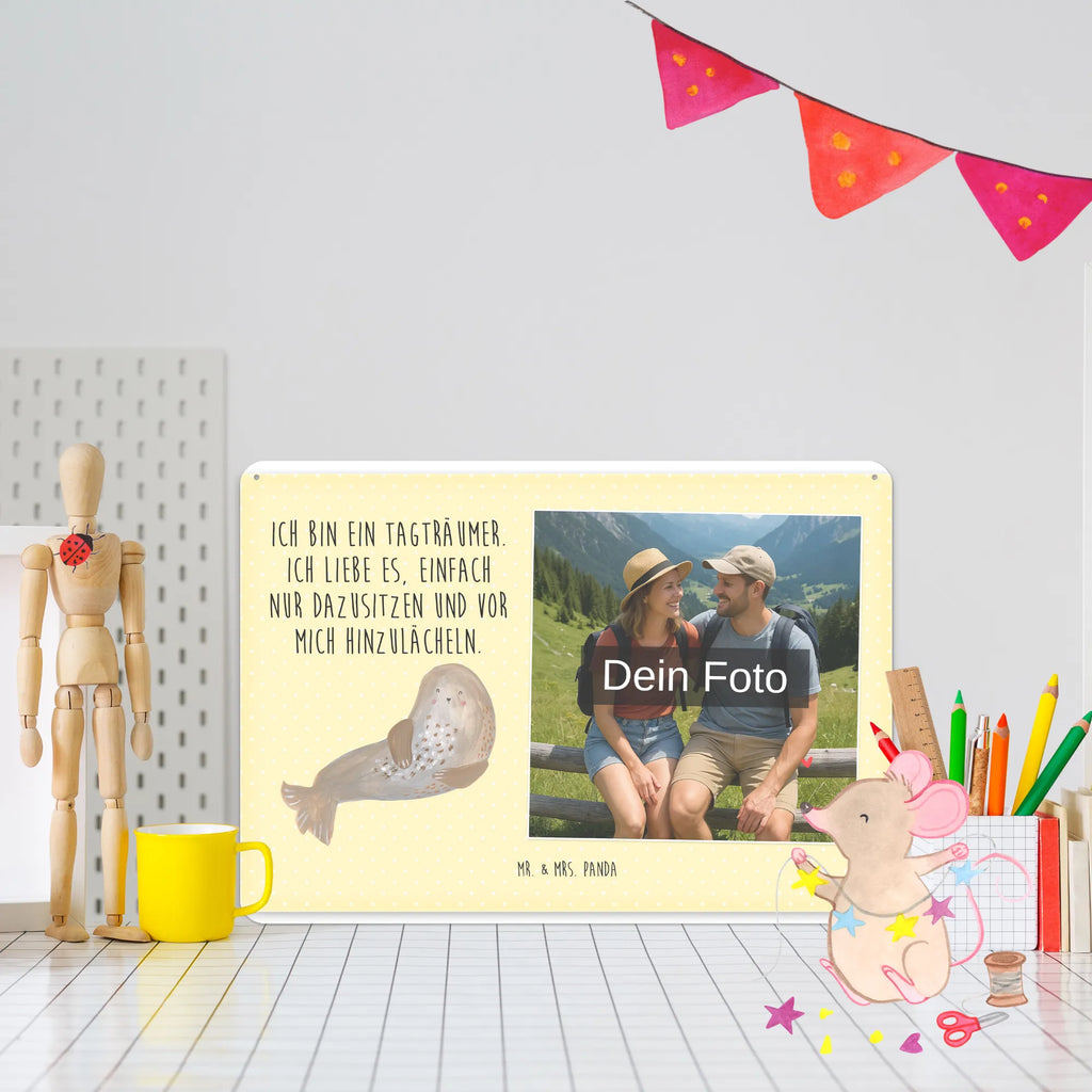 Personalized Photo Metal Sign seal Laugh small animals, cute, funny, cute animal motives, hand drawn, small world, funny sayings, good mood, happy, gifts, gift ideas, special gifts, animal lover, card, Beach, Baltic Sea, Sea animal, Seal, Seals, North Sea