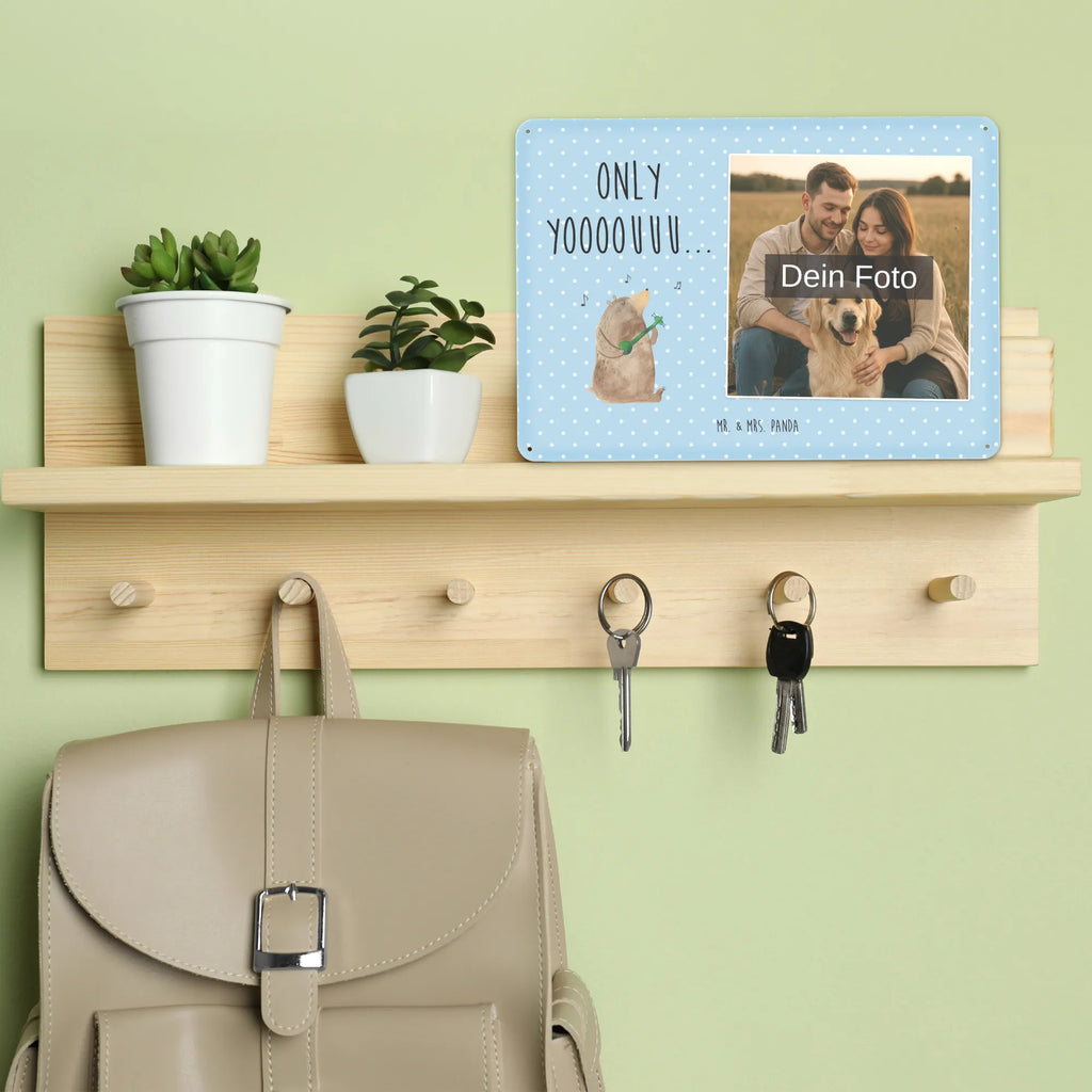 Spersonalizowany metalowy szyld ze zdjęciem niedźwiedź Gitara Niedźwiedź, Miś, Pluszowy miś