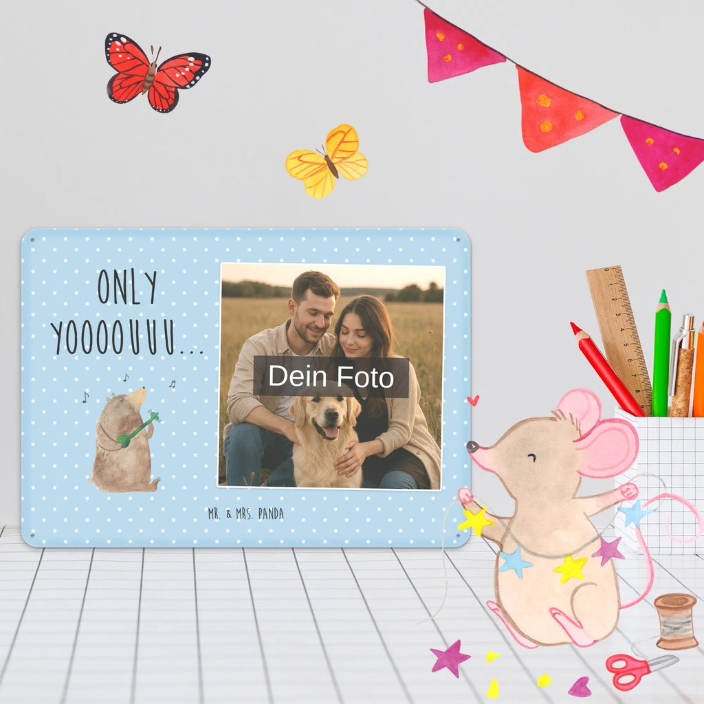 Spersonalizowany metalowy szyld ze zdjęciem niedźwiedź Gitara Niedźwiedź, Miś, Pluszowy miś