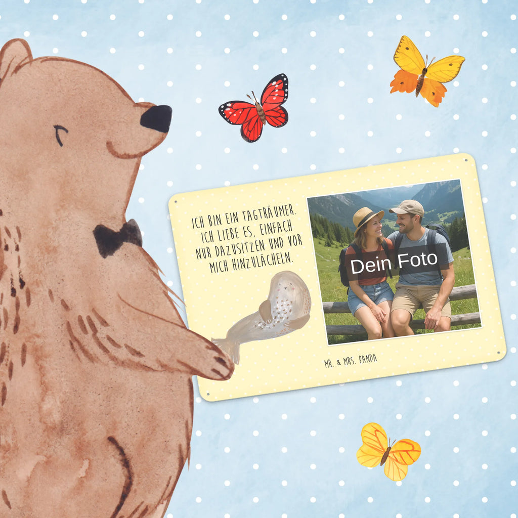 Personalized Photo Metal Sign seal Laugh small animals, cute, funny, cute animal motives, hand drawn, small world, funny sayings, good mood, happy, gifts, gift ideas, special gifts, animal lover, card, Beach, Baltic Sea, Sea animal, Seal, Seals, North Sea