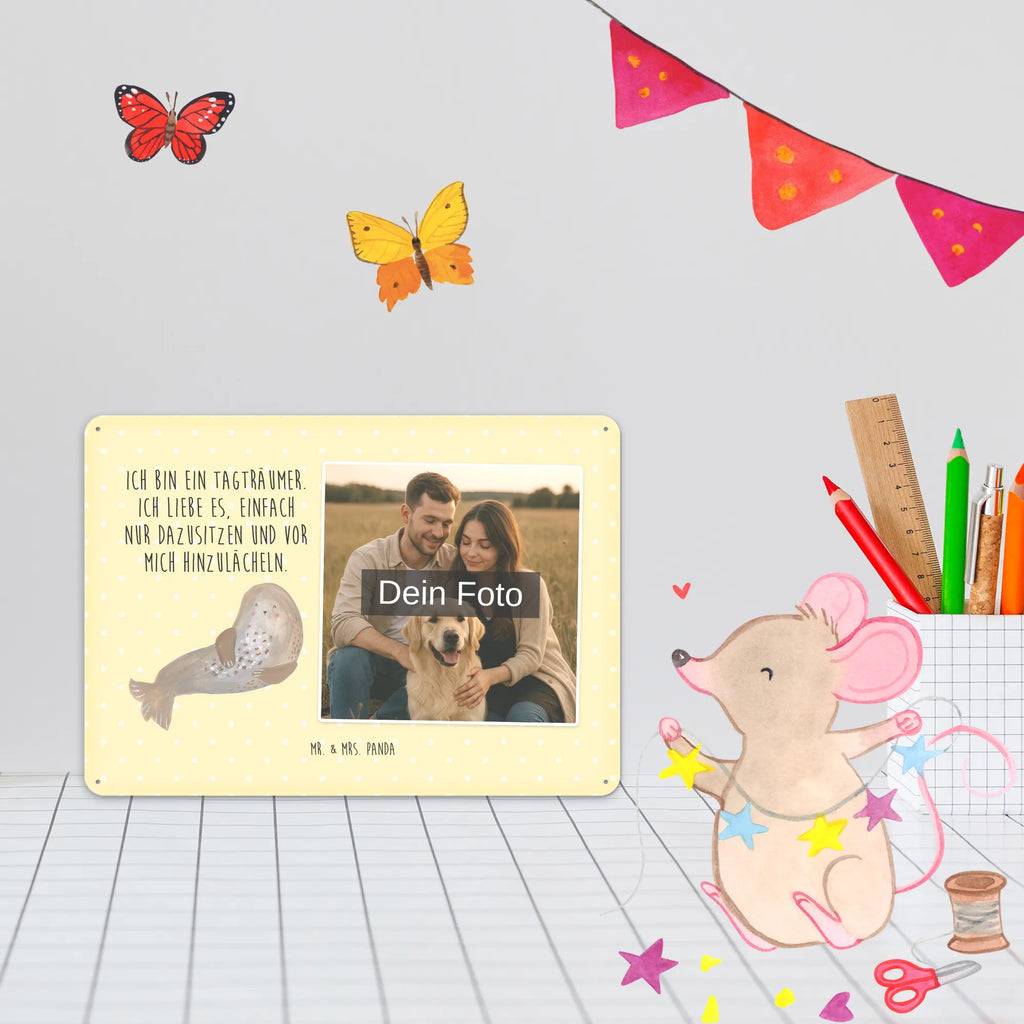 Personalized Photo Metal Sign seal Laugh small animals, cute, funny, cute animal motives, hand drawn, small world, funny sayings, good mood, happy, gifts, gift ideas, special gifts, animal lover, card, Beach, Baltic Sea, Sea animal, Seal, Seals, North Sea