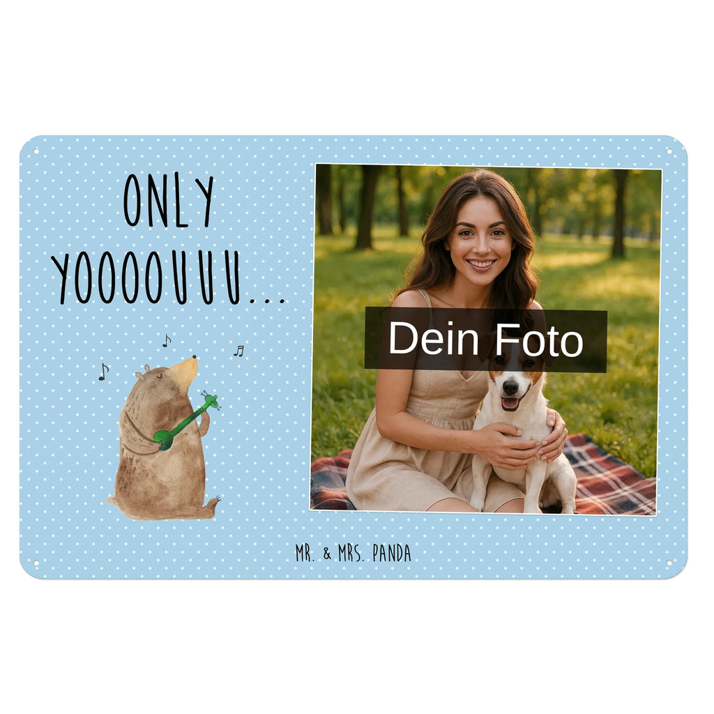 Spersonalizowany metalowy szyld ze zdjęciem niedźwiedź Gitara Niedźwiedź, Miś, Pluszowy miś