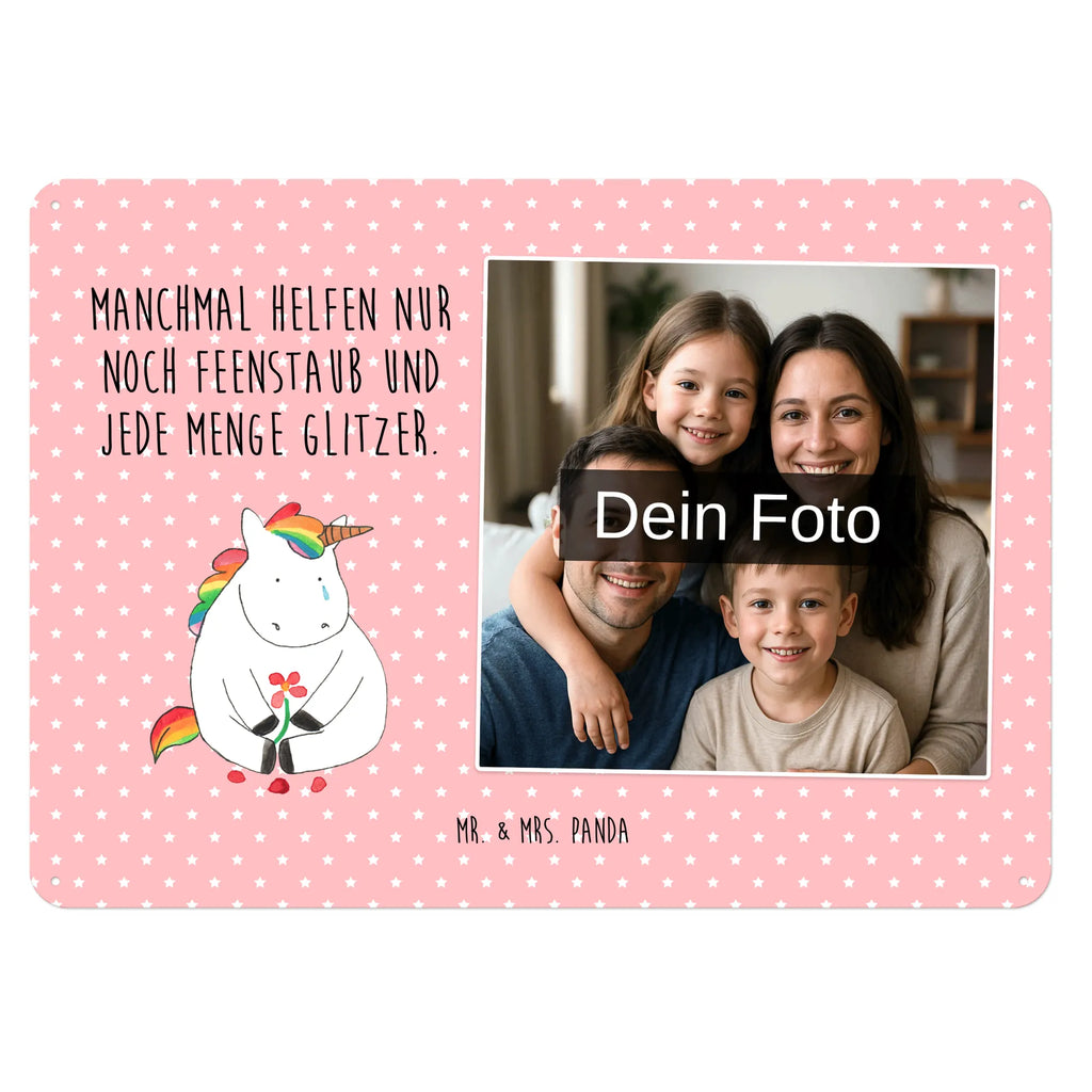 Personalized Photo Metal Sign unicorn Sad unicorn, unicorns, friends, glitter, Friendship, Unicorn, flower, love, consoling, greeting card, grief