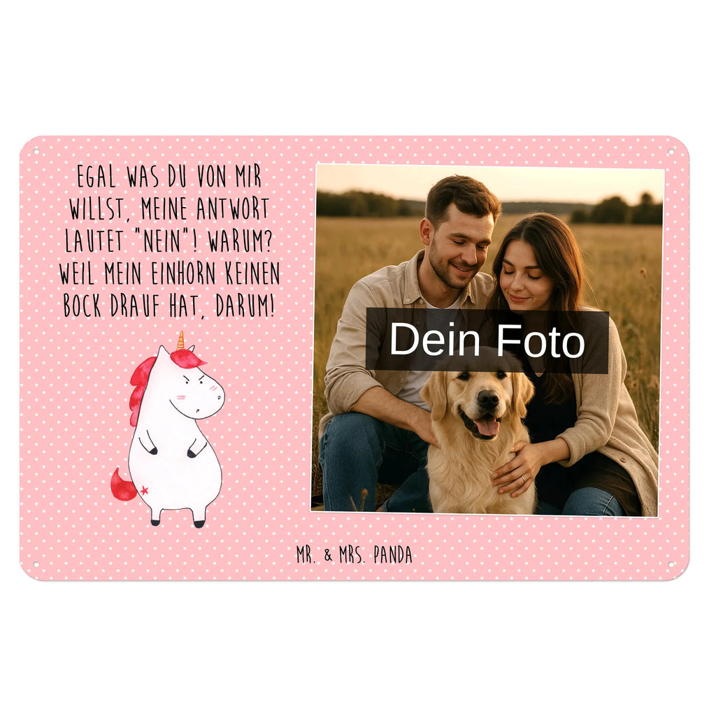 Spersonalizowany metalowy szyld ze zdjęciem Jednorożec gniew Jednorożec, jednorożce, dekoracje jednorożca, jednorożec