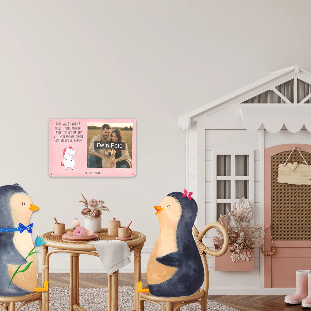 Spersonalizowany metalowy szyld ze zdjęciem Jednorożec gniew Jednorożec, jednorożce, dekoracje jednorożca, jednorożec