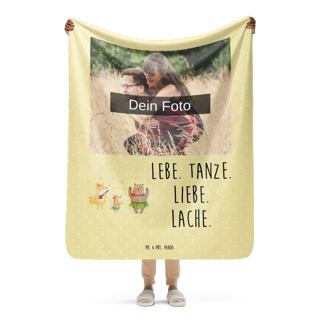 Sherpa Photo Cuddle Blanket forest animals Aloha Foto Kuscheldecke, Tiermotive, Gute Laune, lustige Sprüche, Tiere, Bär, Wald, Waldtiere, Tanzen, Igel, Hase, Aloha, Lachen, Leben, Musik