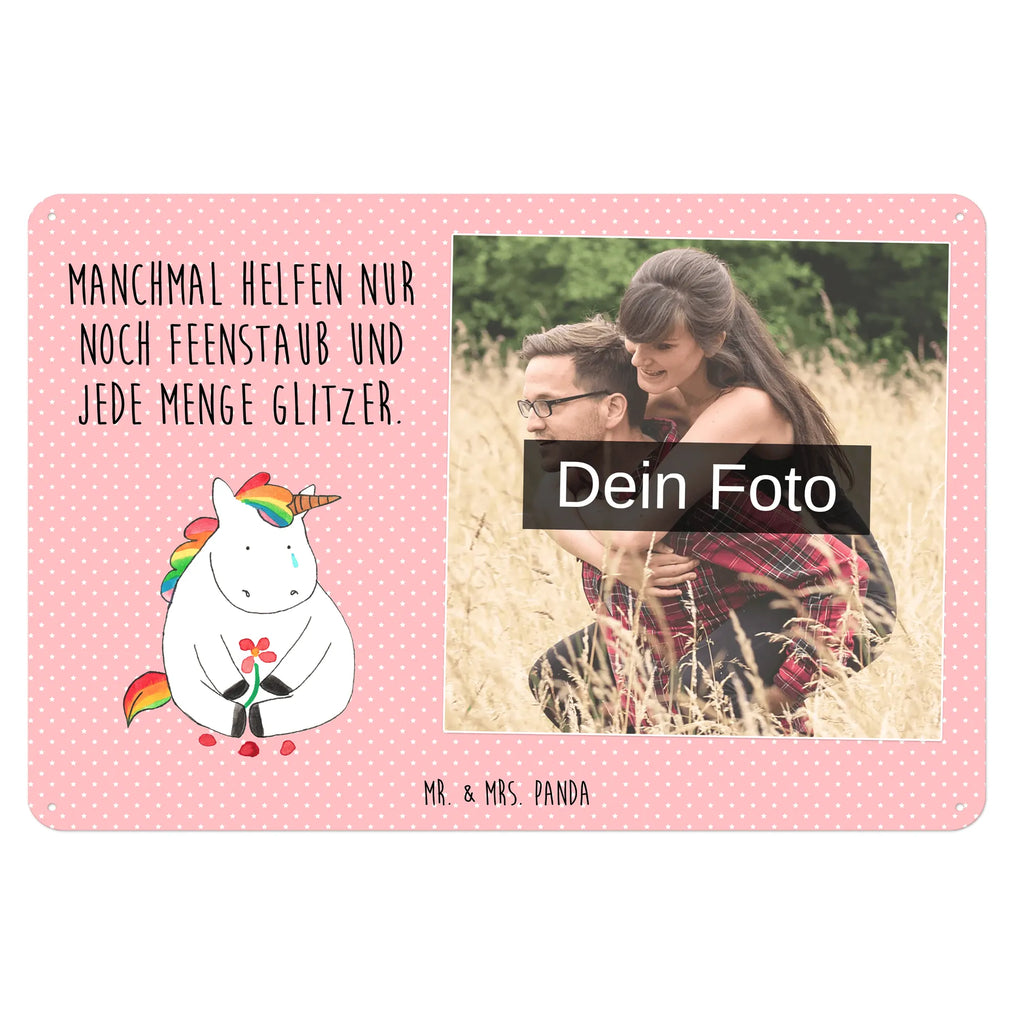 Personalized Photo Metal Sign unicorn Sad unicorn, unicorns, friends, glitter, Friendship, Unicorn, flower, love, consoling, greeting card, grief